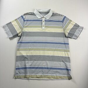 Nike Golf Polo Shirt Blue White Stripe Short Sleeve Mens Large Performance